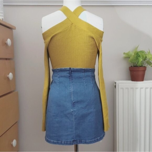 Cold Shoulder Halter Ring Neck Knit Top - Picture 1 of 9